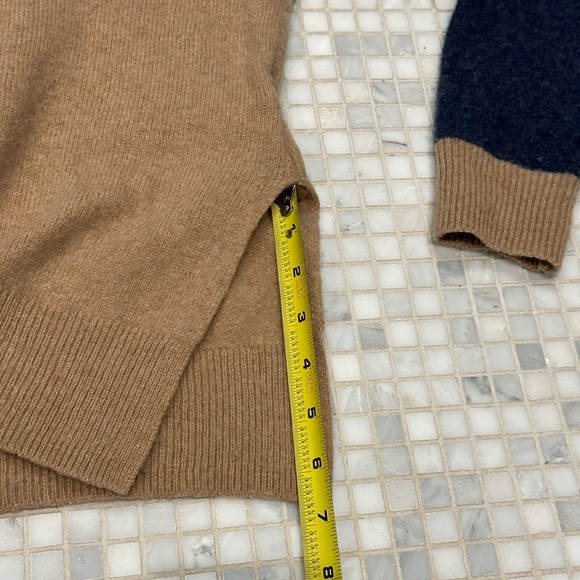 Madewell Wool Blend Colorblock Turtleneck Cream Brown Sweater - Picture 10 of 10